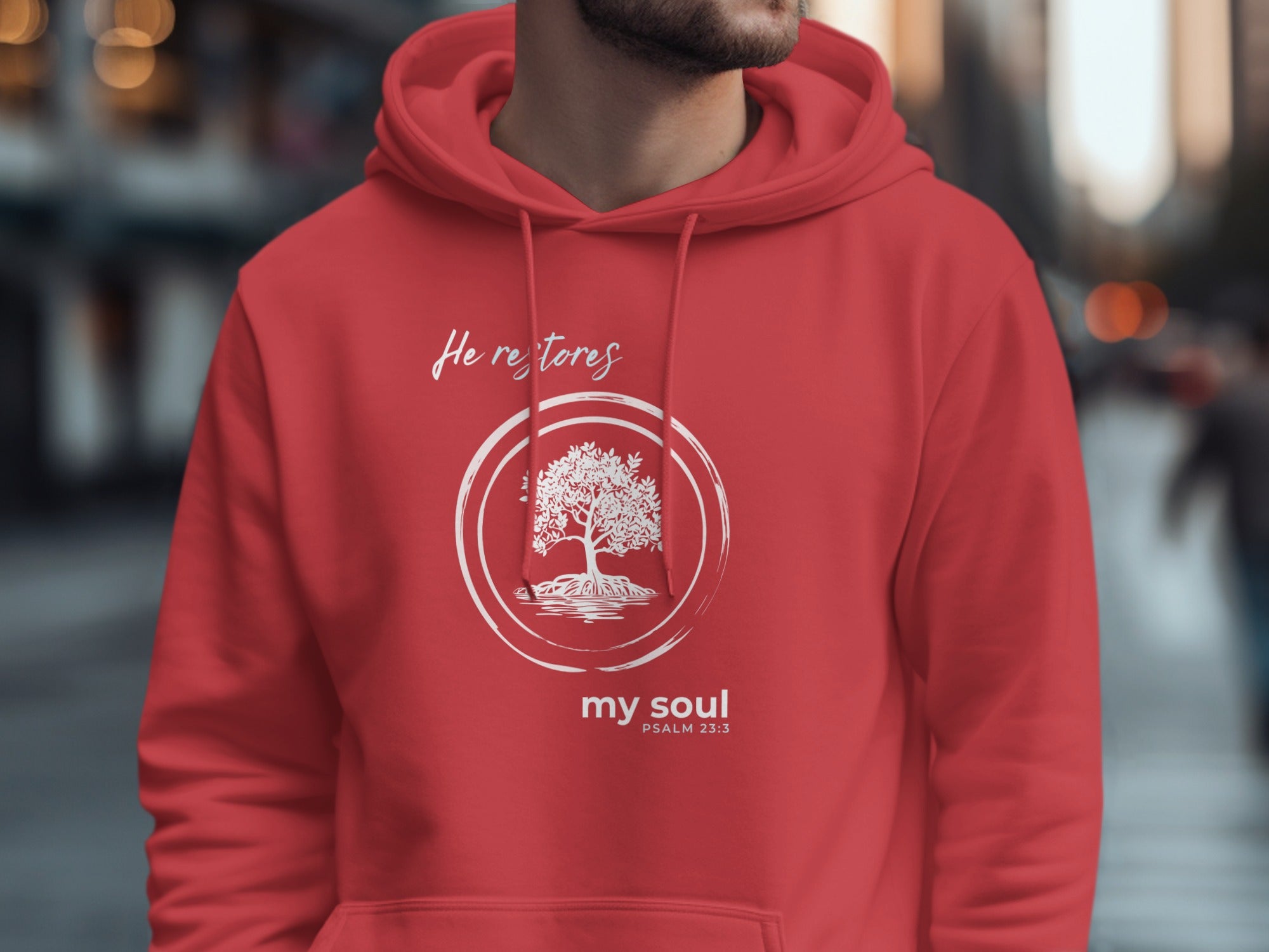 He restores my soul Tree Psalm 23:3 Red Hoodie product type