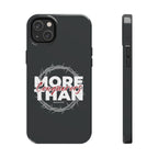 “More Than Conquerors” Phone Case – Romans 8:37 Christian Bible Verse iPhone & Android Case – Faith Accessory