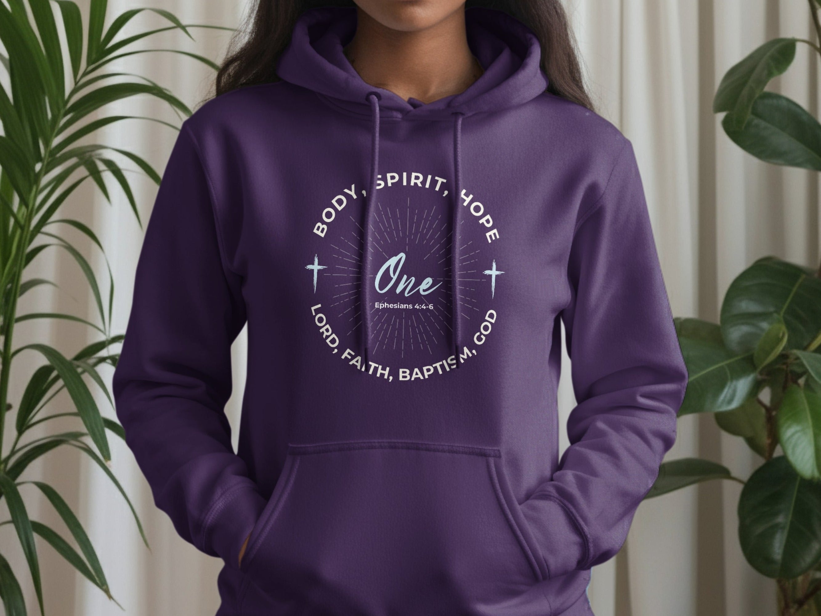 Purple Hoodie BODY SPIRIT HOPE One LORD FAITH BAPTISM GOD product type