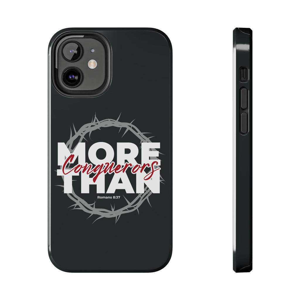 “More Than Conquerors” Phone Case – Romans 8:37 Christian Bible Verse iPhone & Android Case – Faith Accessory