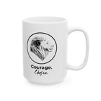 Courage Chosen Ceramic Mug — Portrait Coffee Cup (11oz & 15oz)