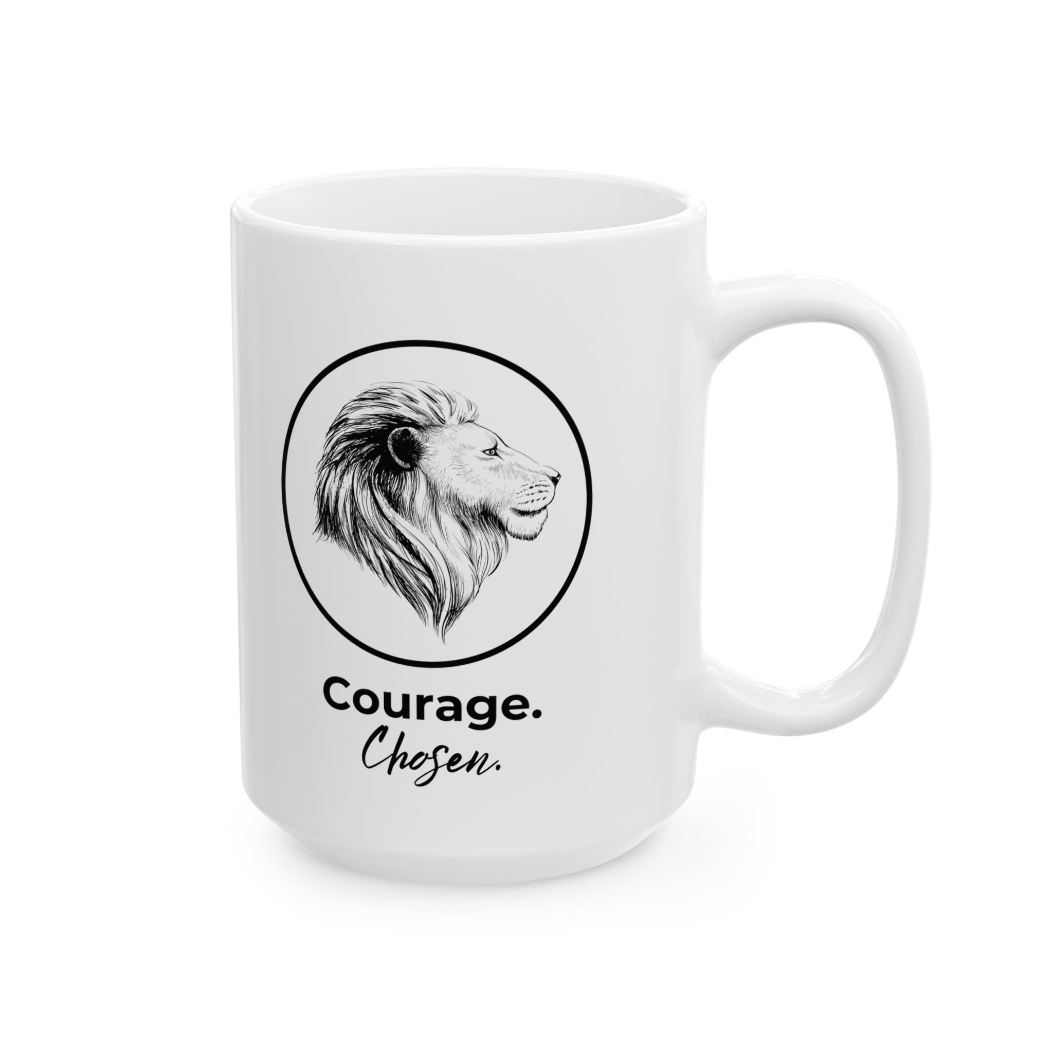 Courage Chosen Ceramic Mug — Portrait Coffee Cup (11oz & 15oz)