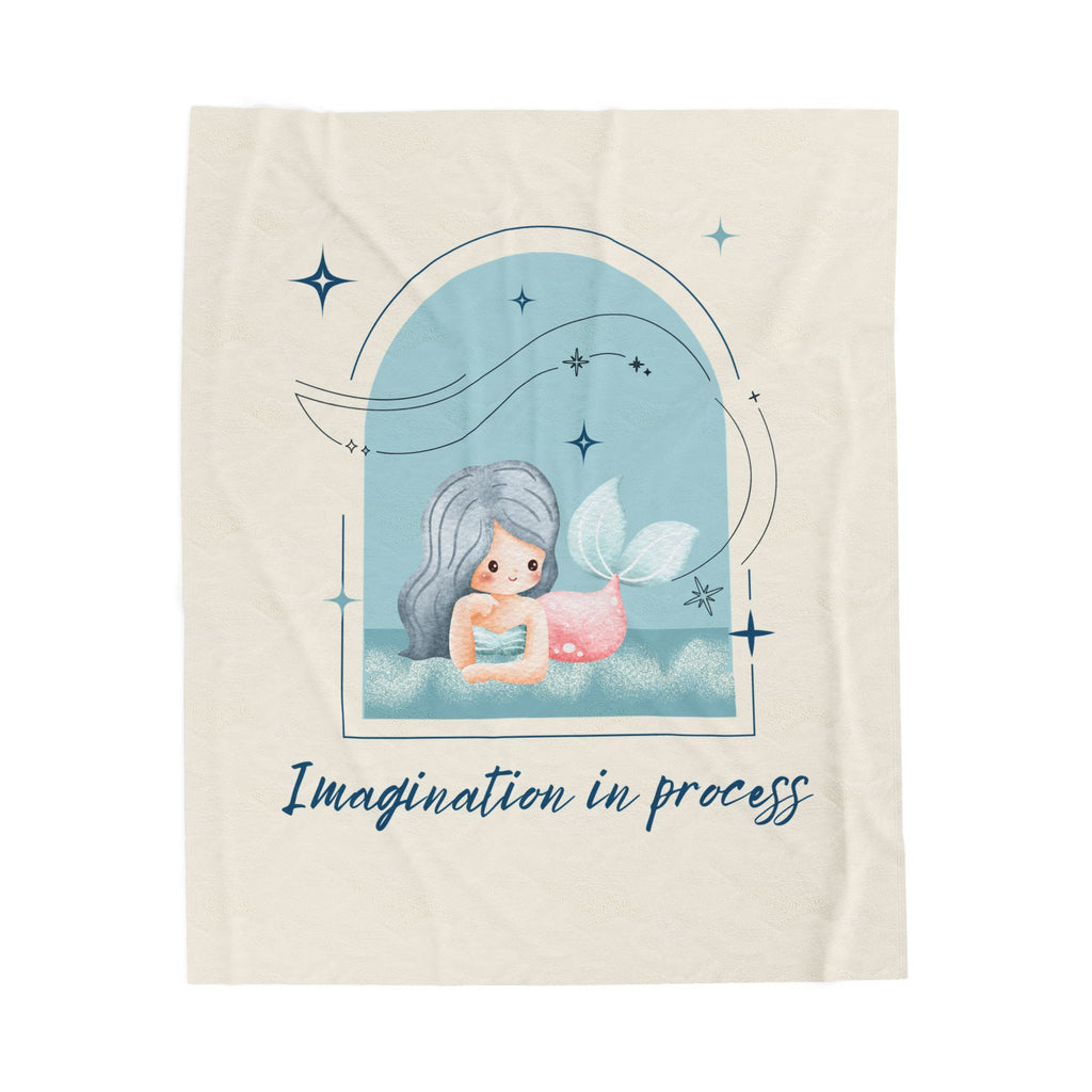 Imagination in Process Mermaid Kids Plush Blanket | Velveteen Cozy Throw