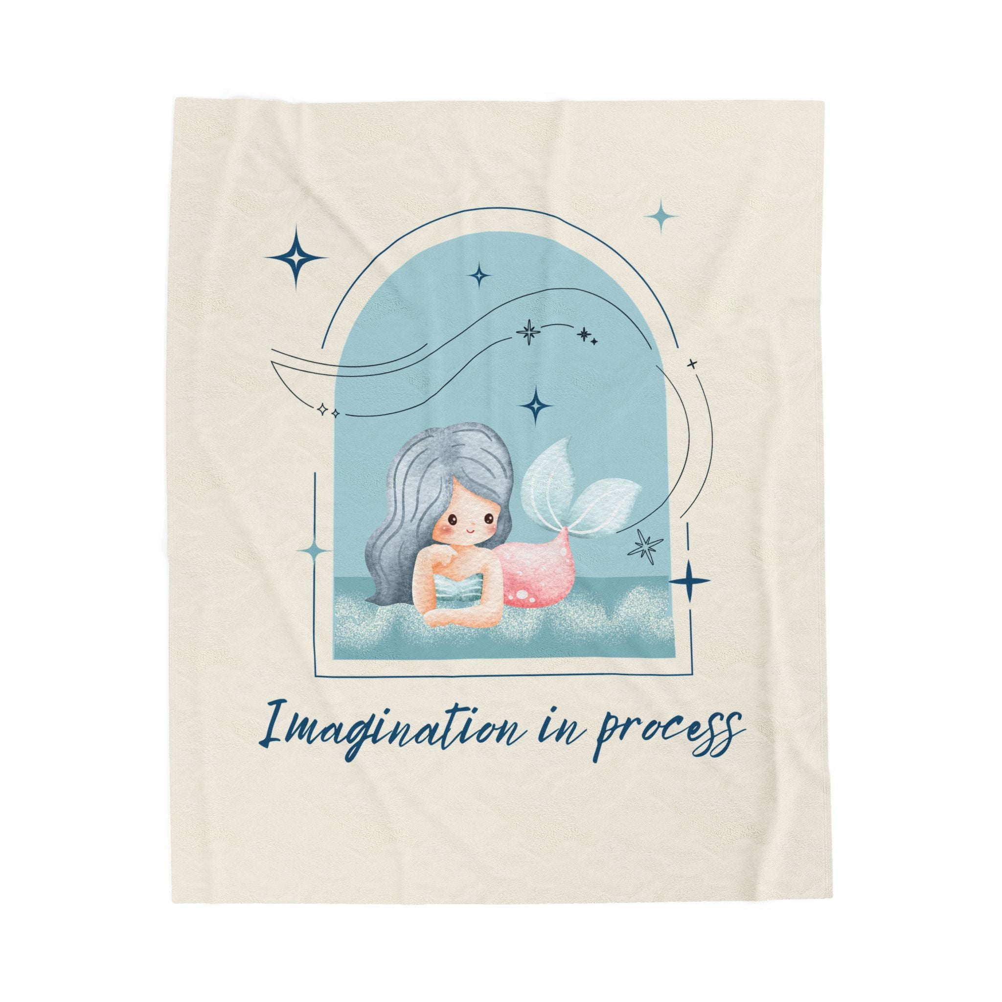 Imagination in Process Mermaid Kids Plush Blanket | Velveteen Cozy Throw