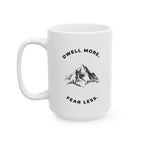 Dwell More Worry Less Mug | Mountain Graphic Ceramic Coffee Cup