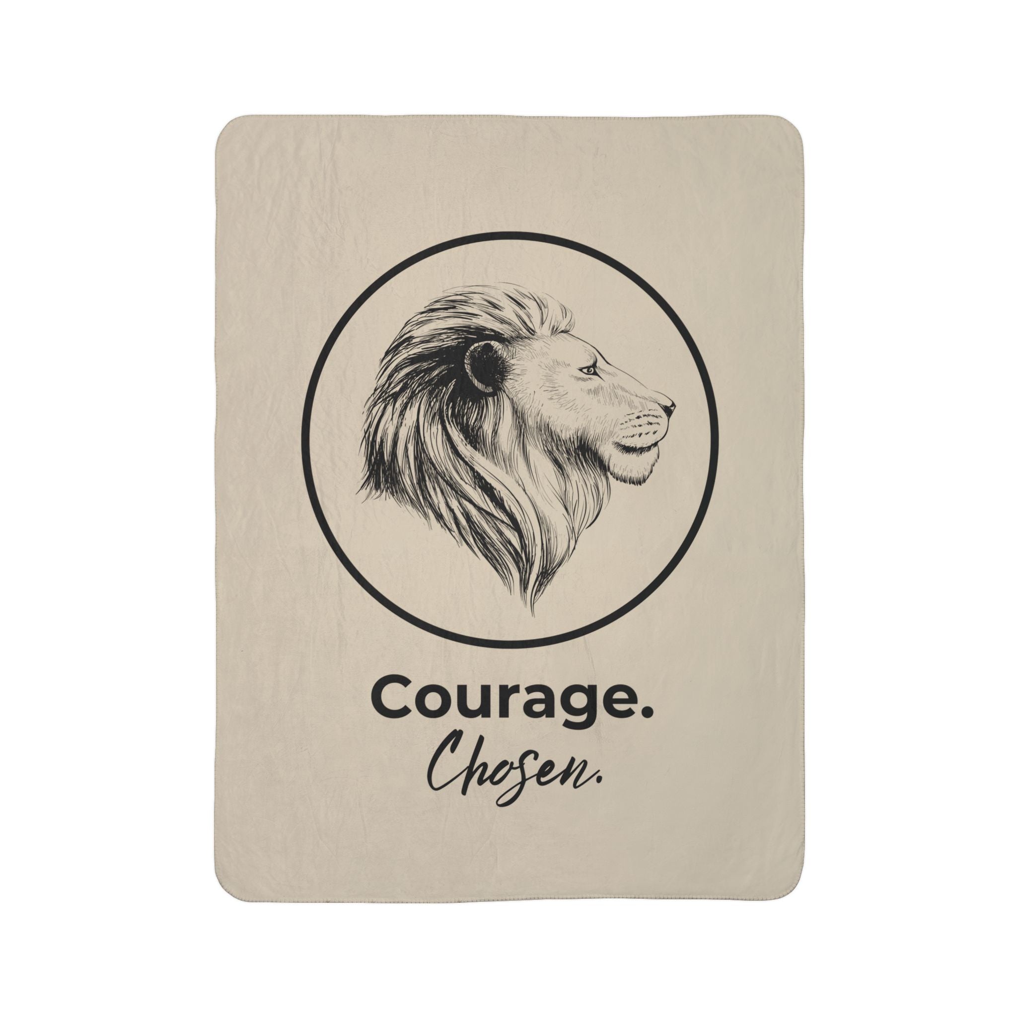 Courage. Chosen. Lion Sherpa Fleece Throw