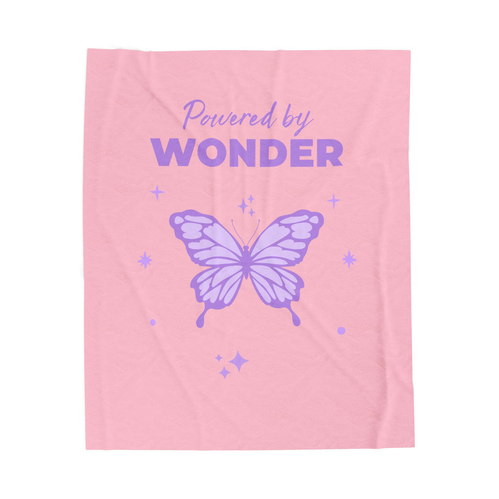 Powered by Wonder Butterfly Kids Plush Blanket | Velveteen Cozy Throw for Children