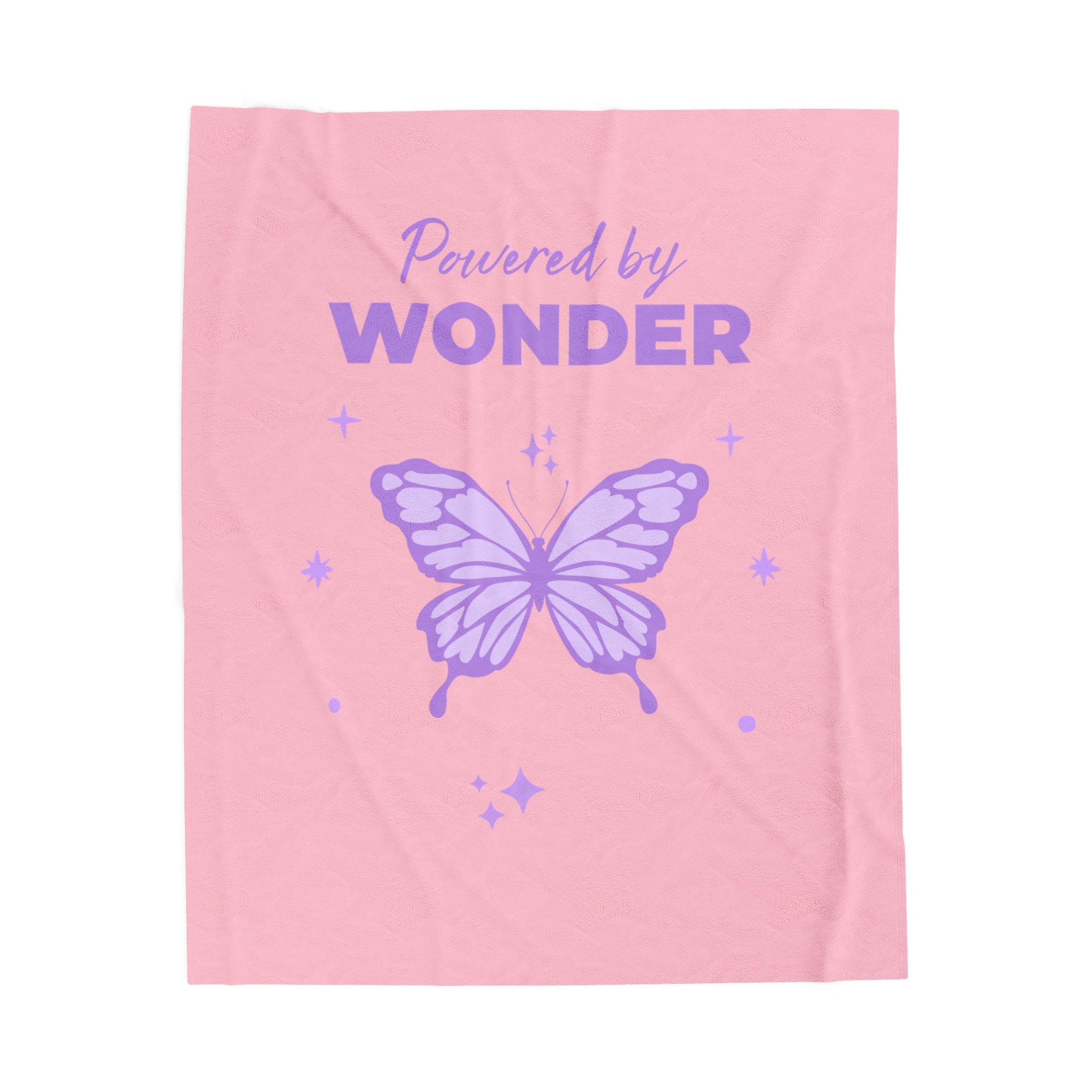 Powered by Wonder Butterfly Kids Plush Blanket | Velveteen Cozy Throw for Children