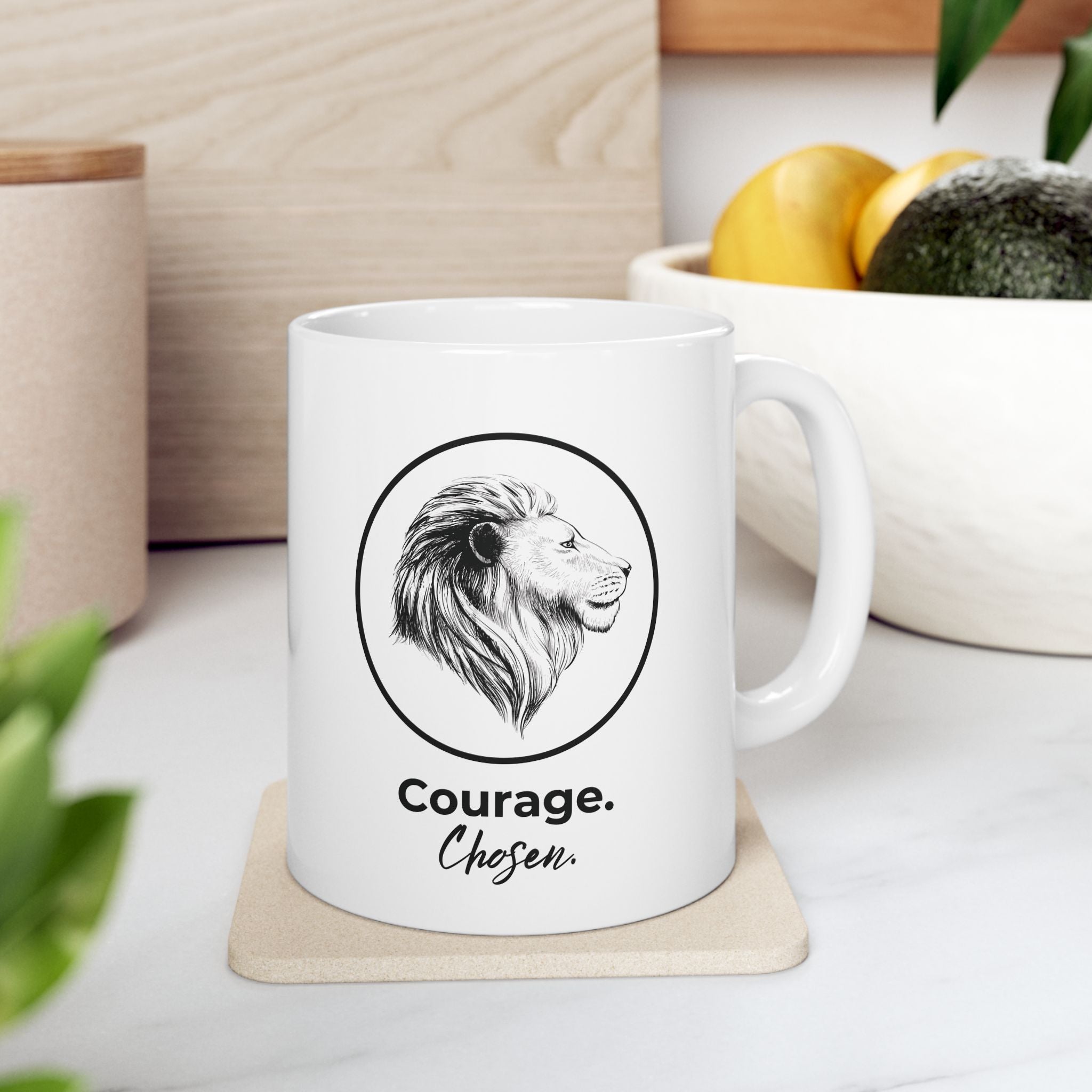 Courage Chosen Ceramic Mug — Portrait Coffee Cup (11oz & 15oz)