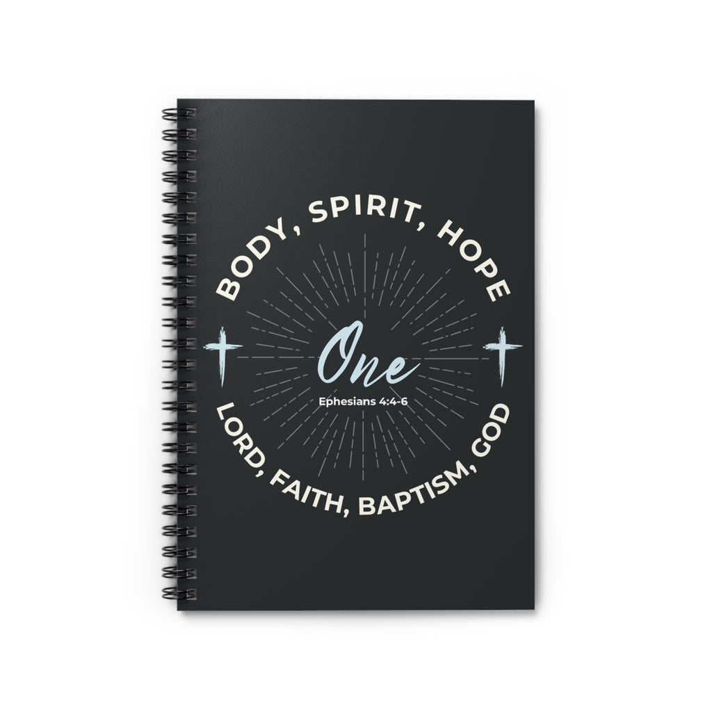 “One" Unity Spiral Notebook –  Ephesians 4:4–6 Christian Bible Verse Journal – Faith Notes