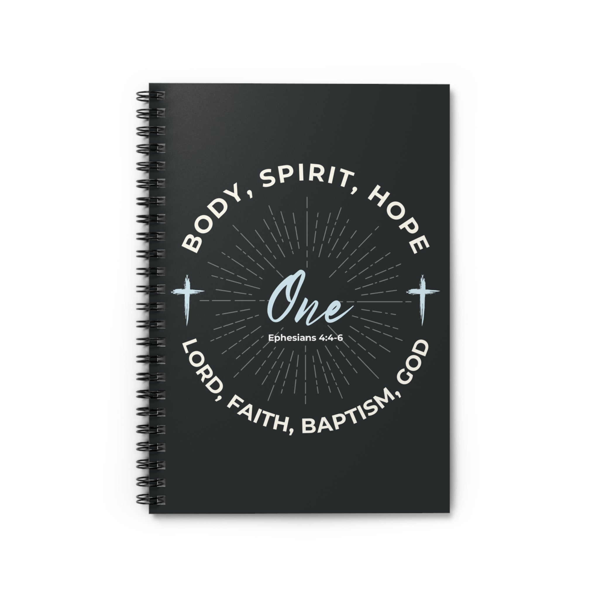 “One" Unity Spiral Notebook –  Ephesians 4:4–6 Christian Bible Verse Journal – Faith Notes