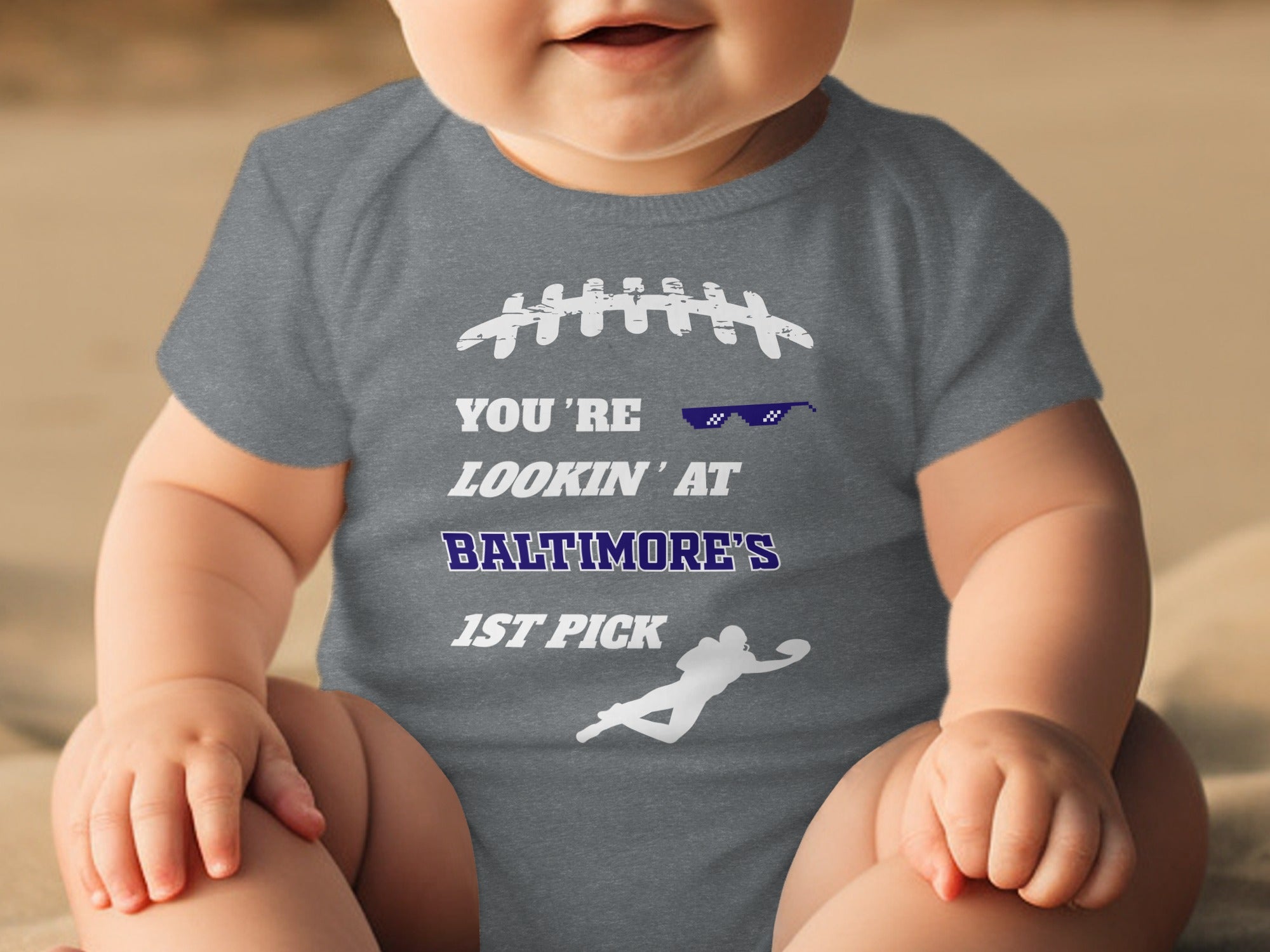 Baltimore's 1st Pick Football Baby Onesie