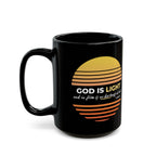 “God Is Light” Christian Coffee Mug – 1 John 1:5 Bible Verse Mug – Retro Sunset Faith Mug (11oz / 15oz)