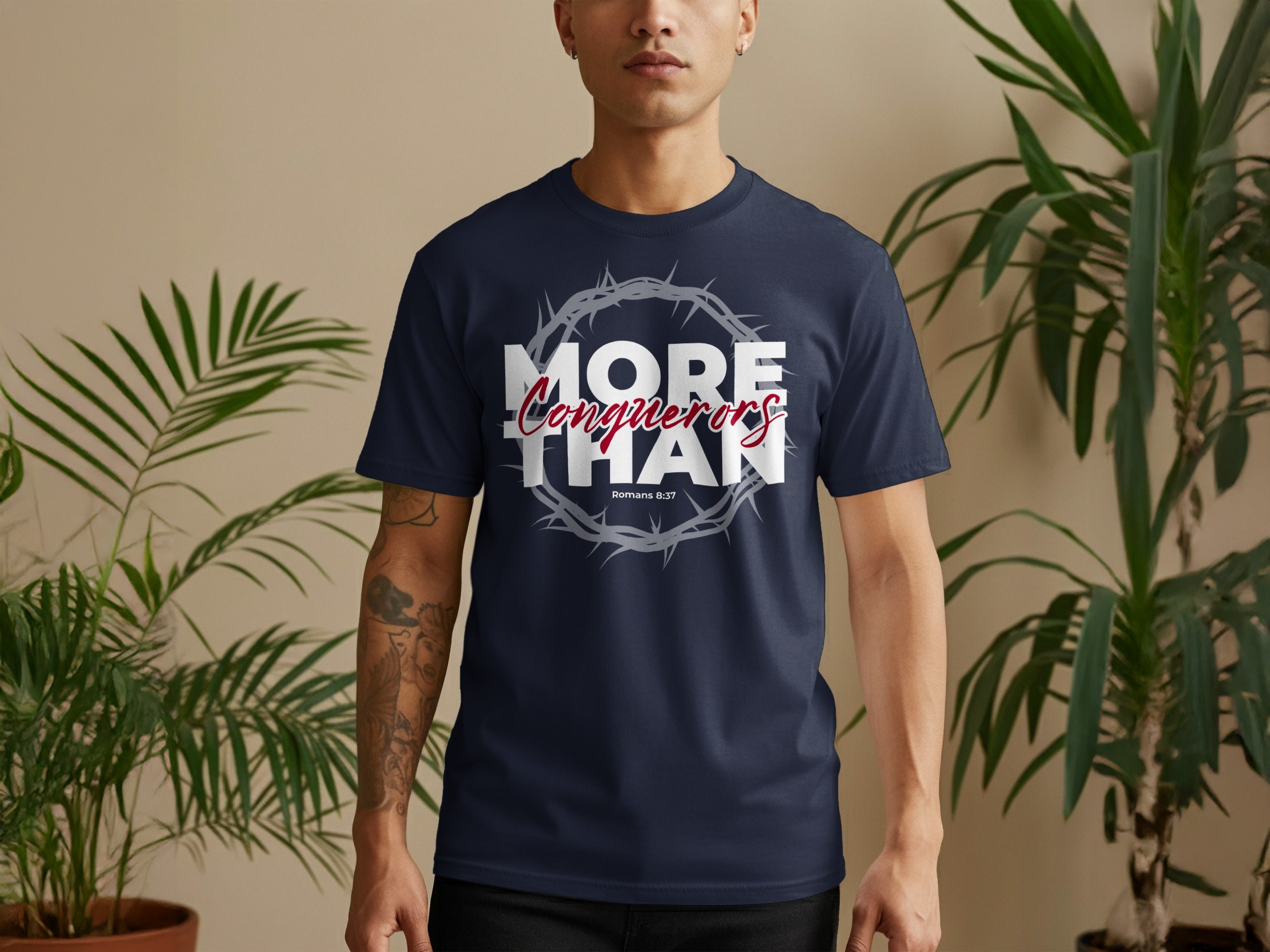 More Than Conquerors Romans 8:37 Graphic Tee