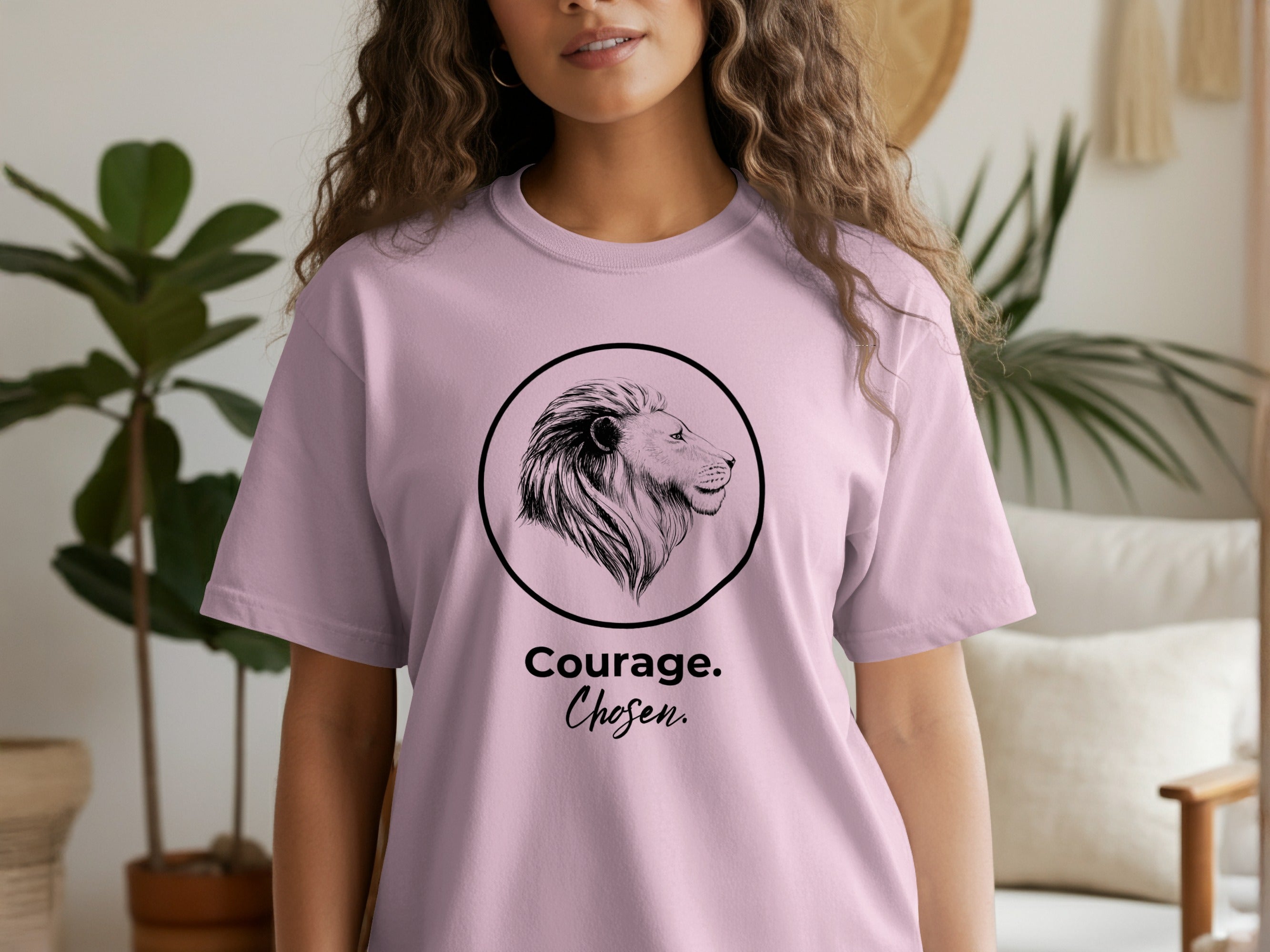 Courage Chosen Lion Graphic Tee Shirt