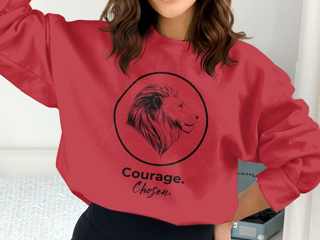 Courage Chosen Lion Print Sweatshirt for Bold Style