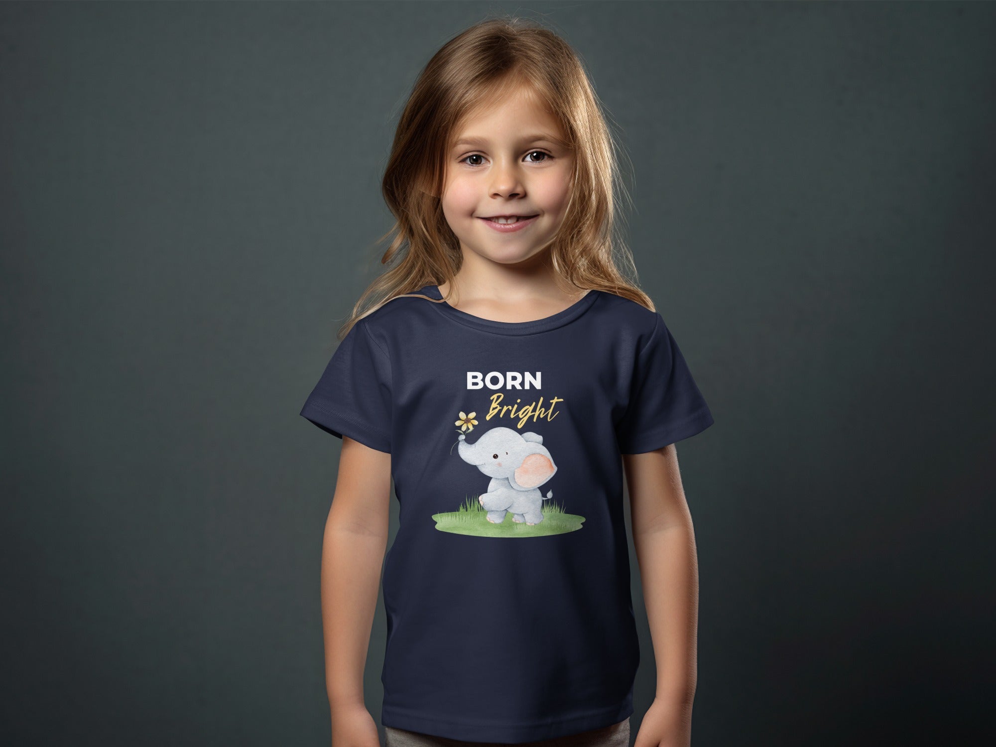 Born Bright Elephant Graphic Kids T-Shirt