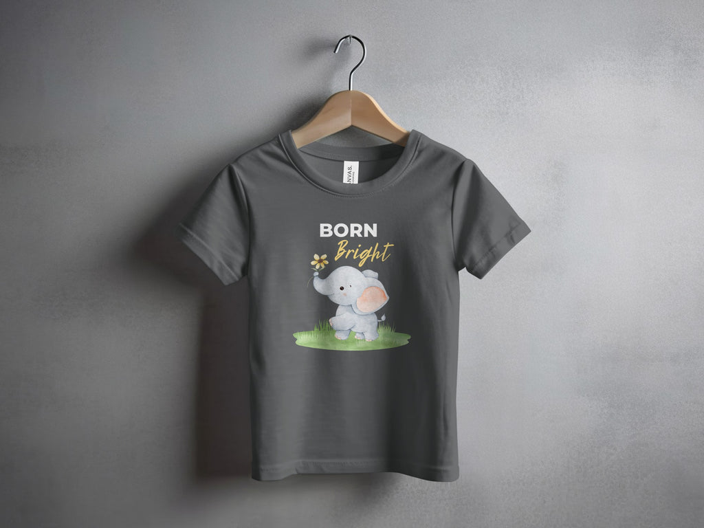 Born Bright Cute Elephant Design Graphic T-Shirt