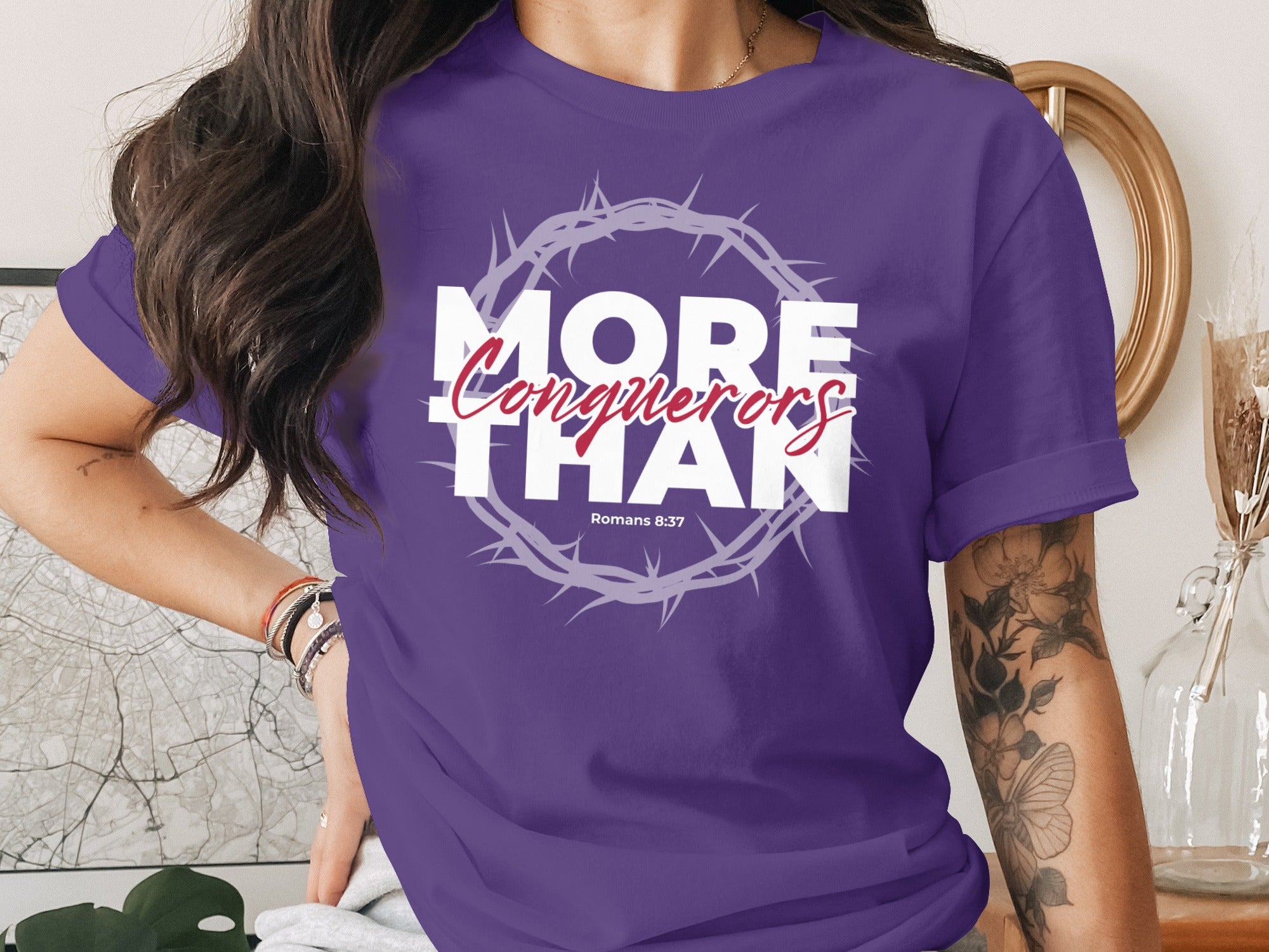 More Than Conquerors Romans 8:37 Christian T-Shirt