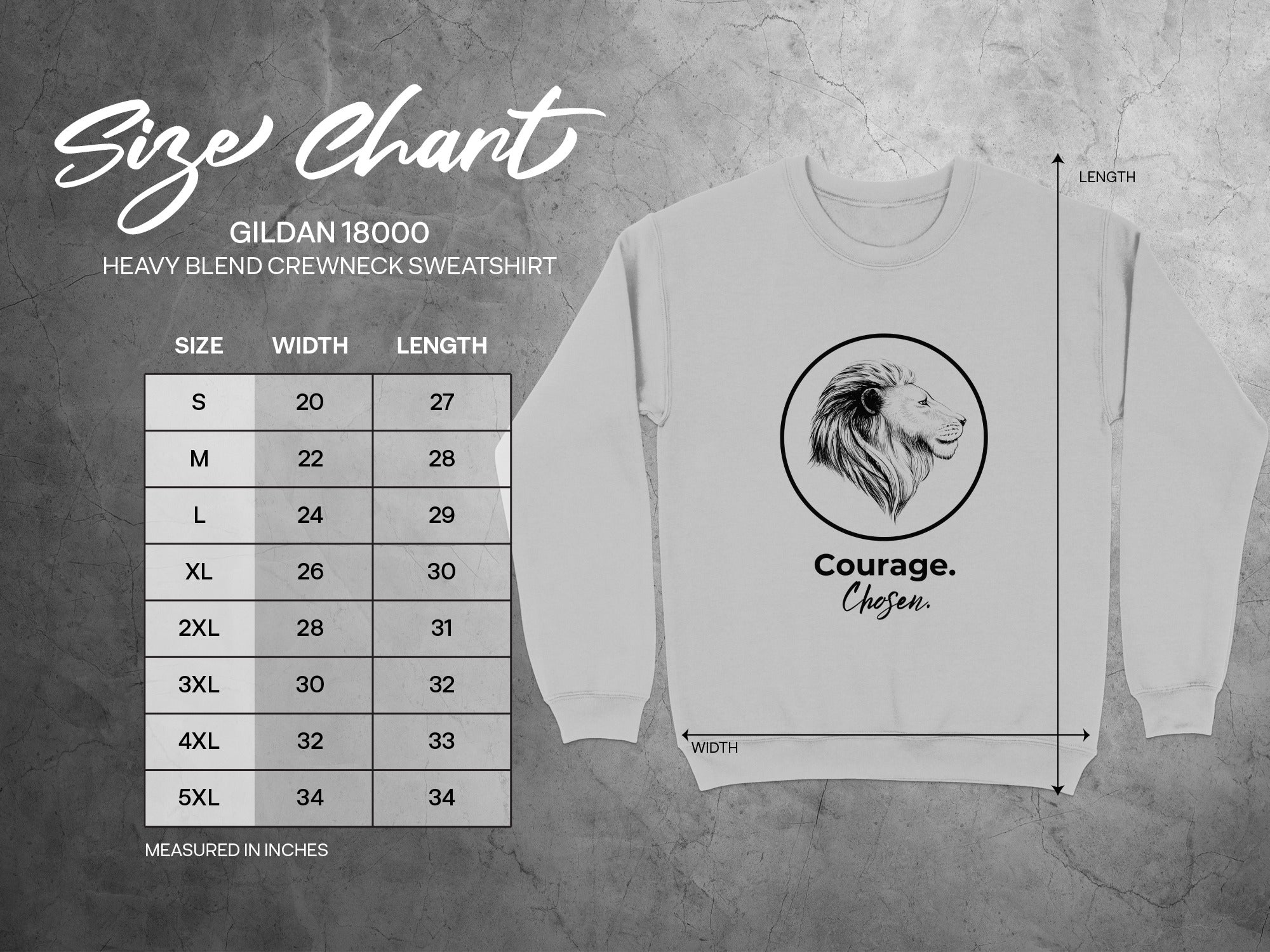 Courage Chosen Lion Print Heavy Blend Crewneck Sweatshirt