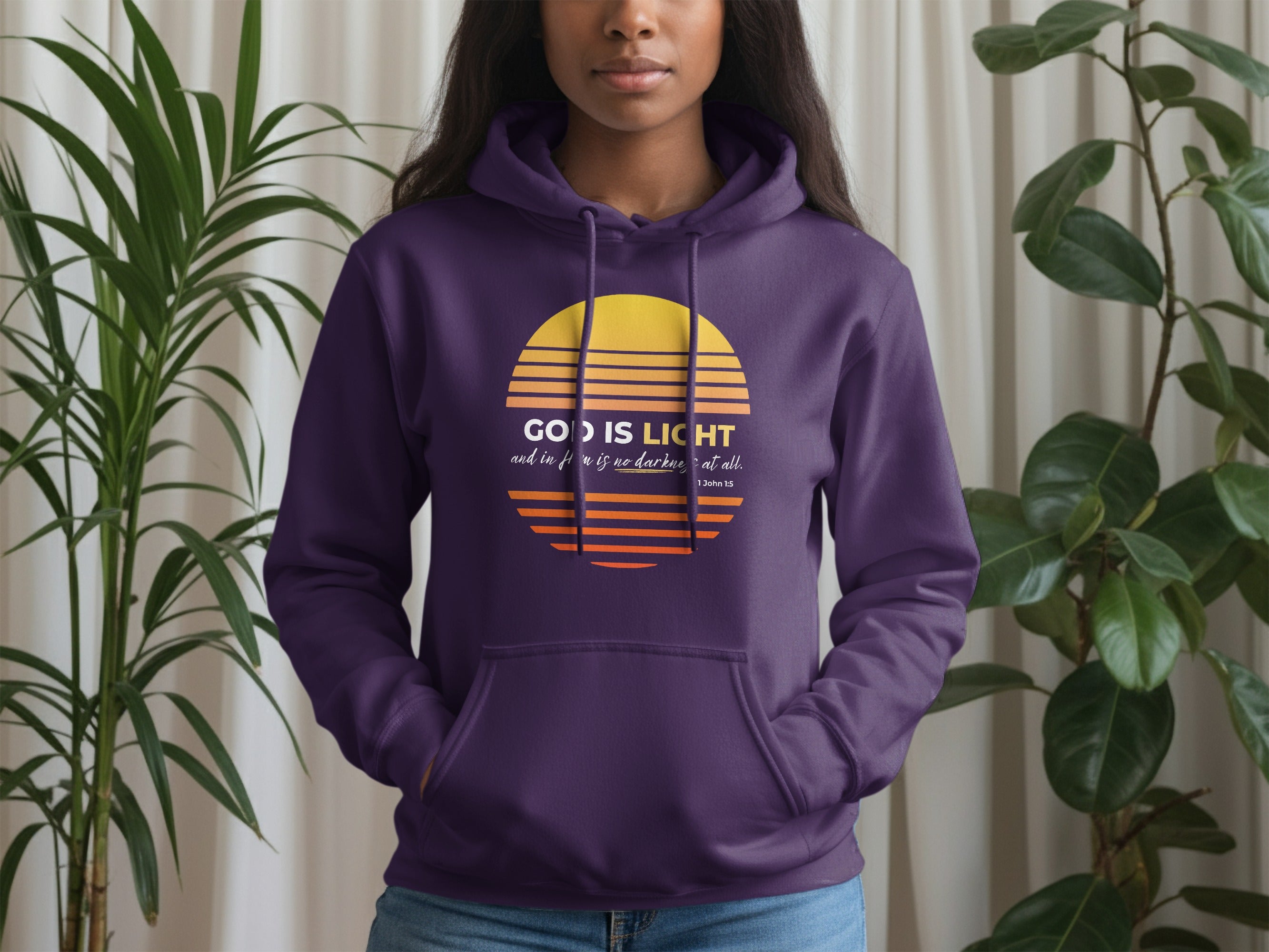 Purple God Is Light 1 John 1:5 Sunset Circle Hoodie product type