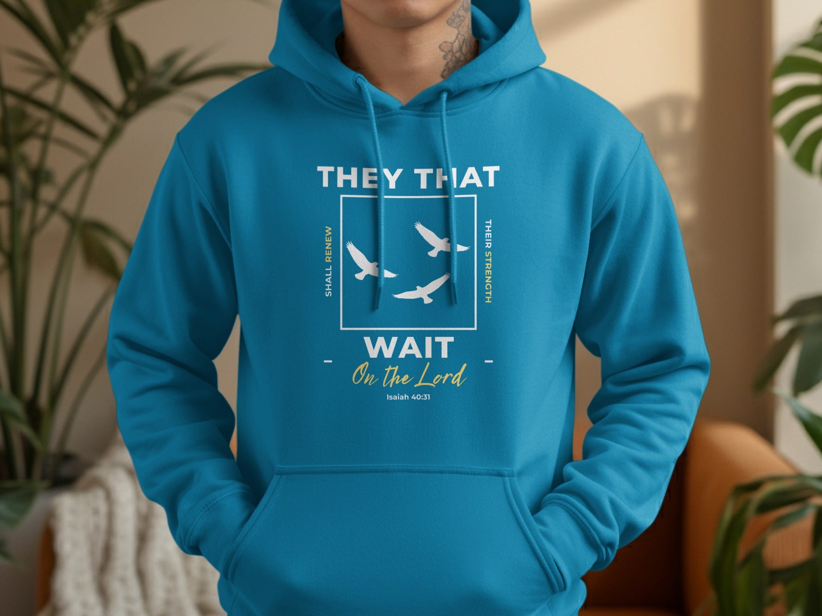 Teal Hoodie They That Wait On the Lord Isaiah 40:31 product type
