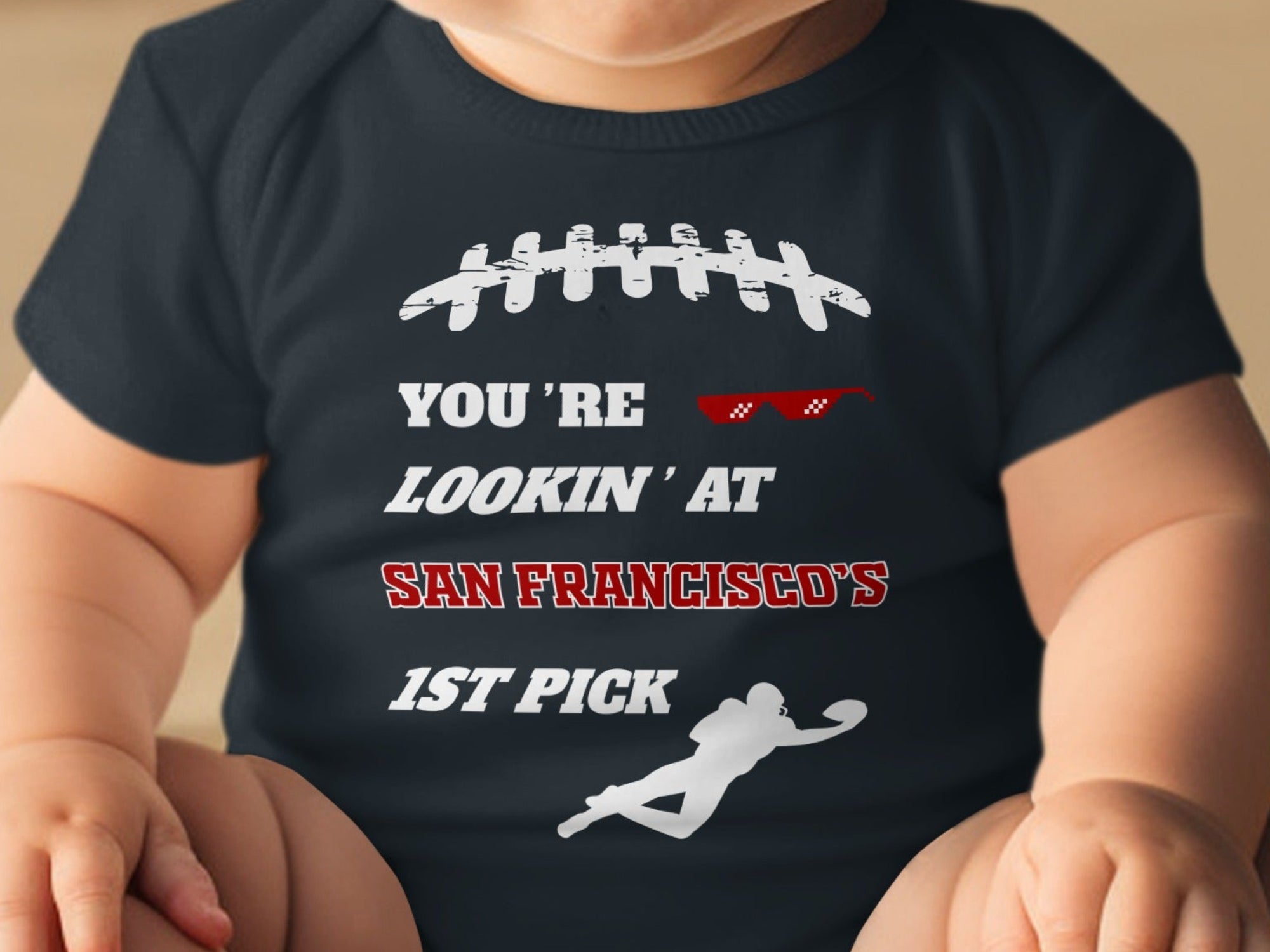 San Francisco's 1st Pick Football Baby Onesie Product