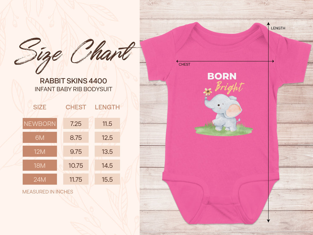 Born Bright Elephant Infant Baby Rib Bodysuit