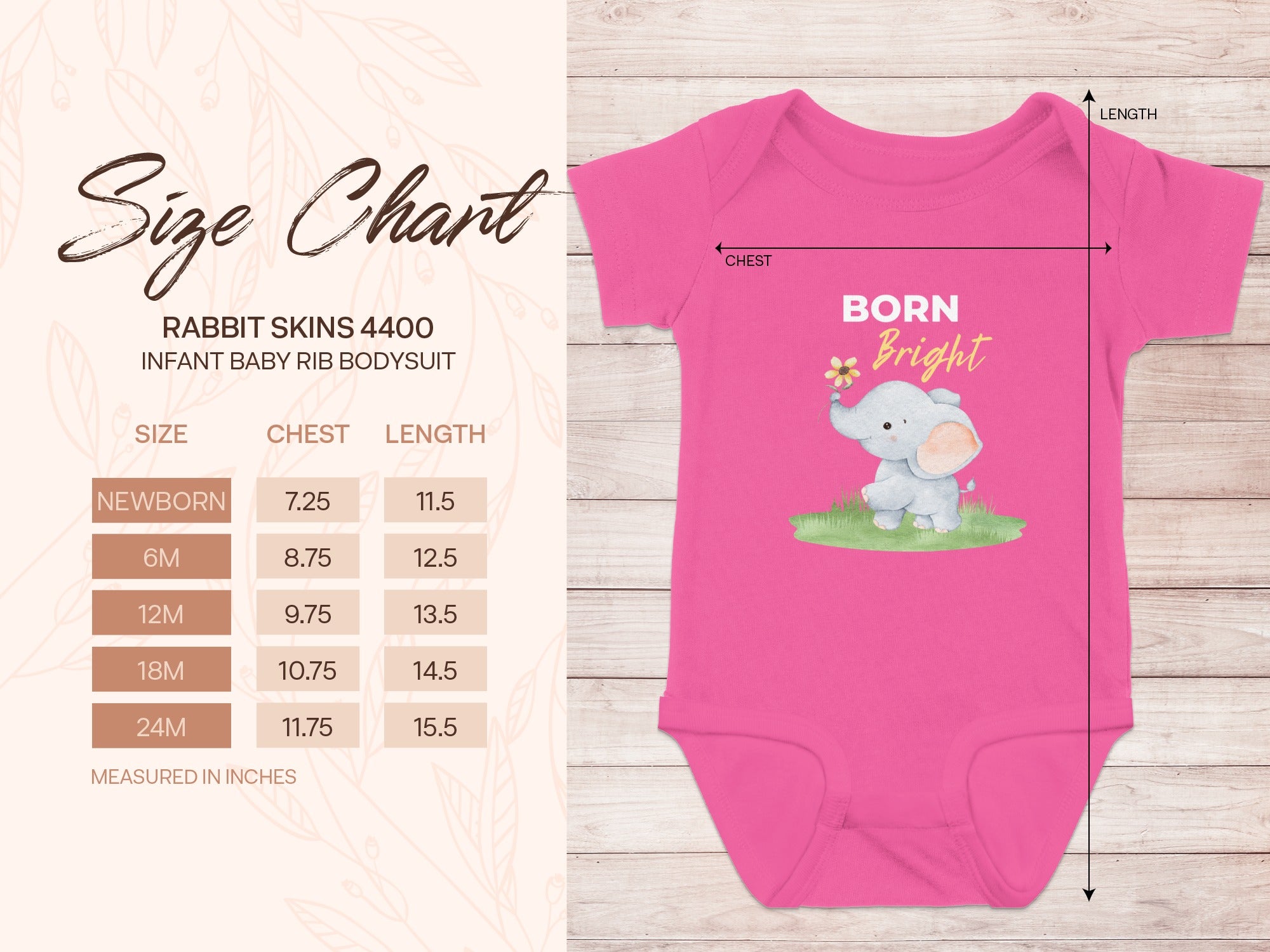 Born Bright Elephant Infant Baby Rib Bodysuit
