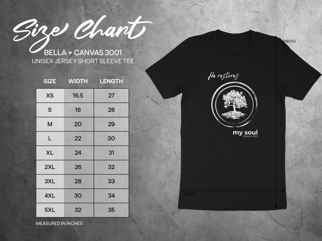 He Restores My Soul Psalm 23:3 Unisex Jersey Short Sleeve Tee