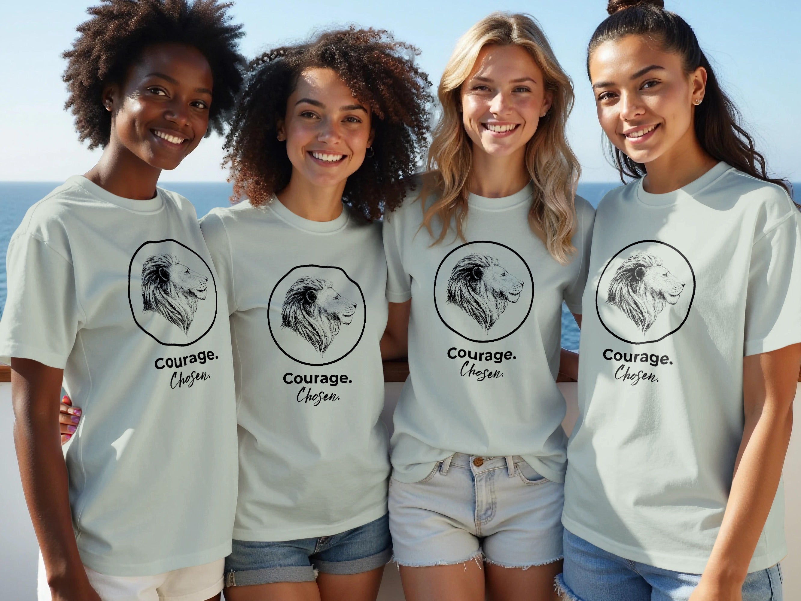 Courage Chosen Lion Graphic T-Shirt Empowerment Apparel