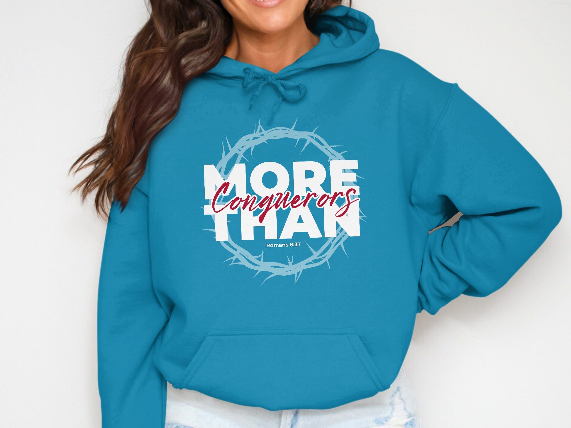 More Conquerors Than Romans 837 Crown Thorns Blue Hoodie product type