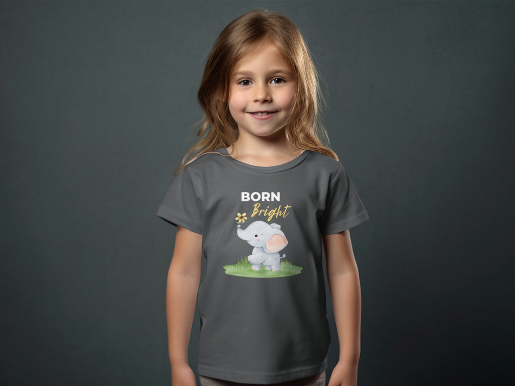 Born Bright Elephant Design Kids T-Shirt