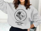 Courage Chosen Lion Print Graphic Sweatshirt