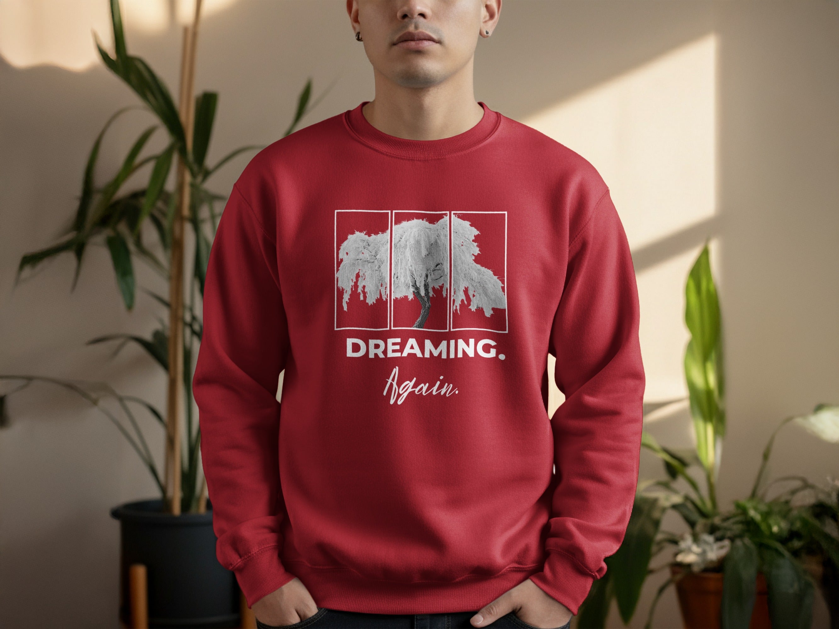 Dreaming Again Graphic Print Red Sweatshirt